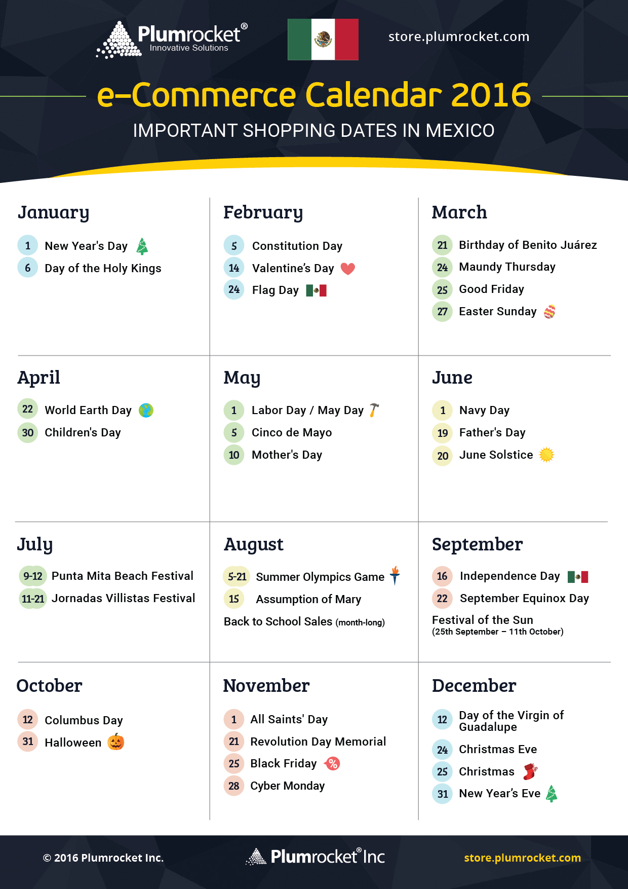 Marketing Calendar Mexico 2016 by Plumrocket
