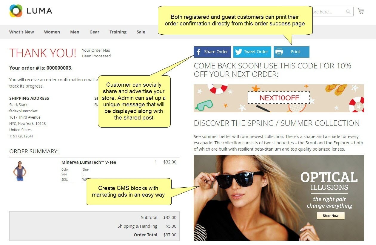 magento checkout success page extension