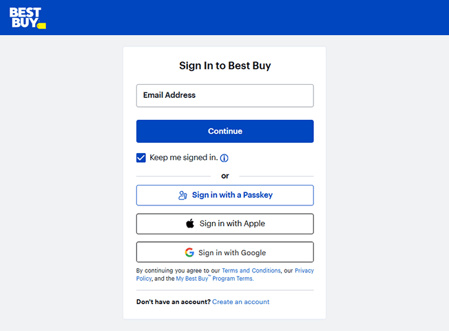 social login ecommerce: best buy