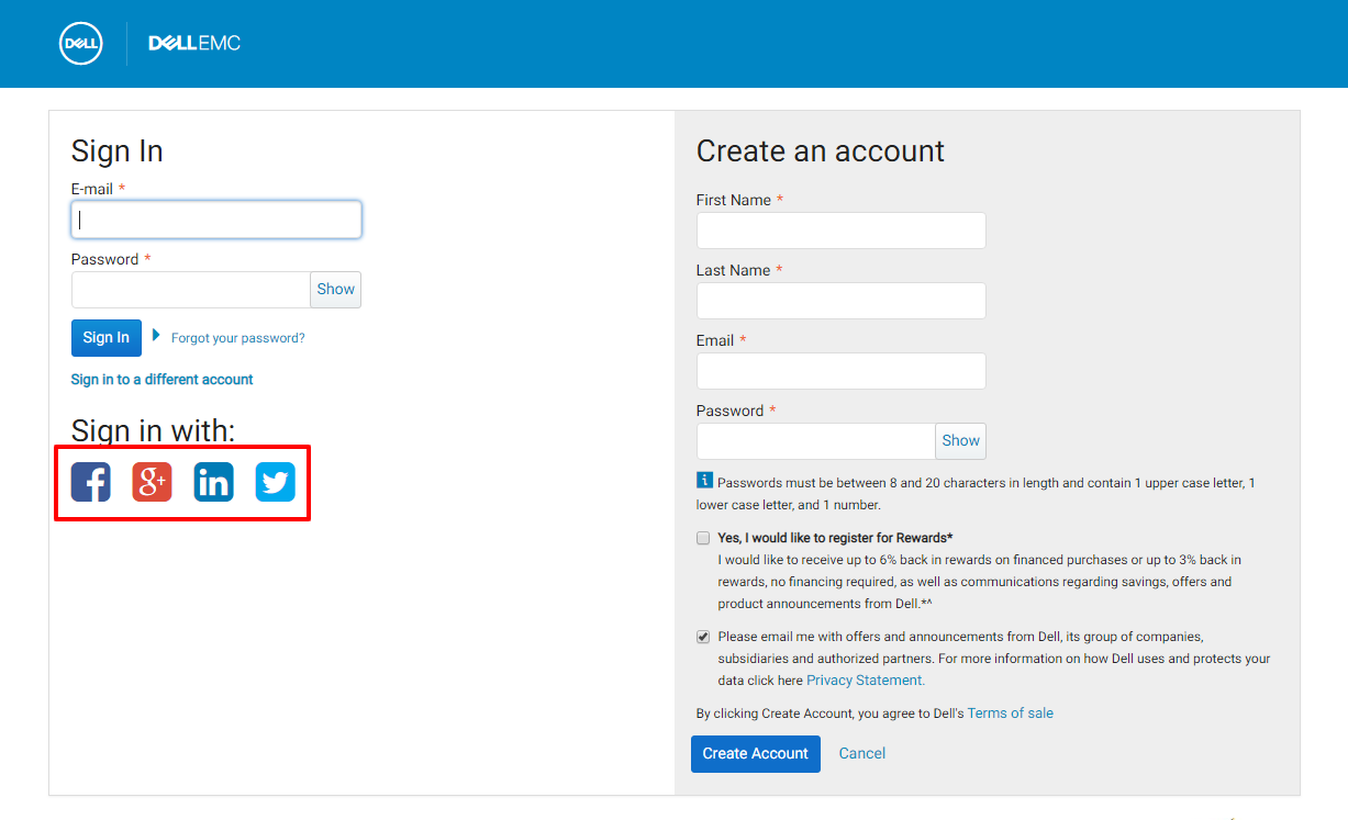 social login on dell