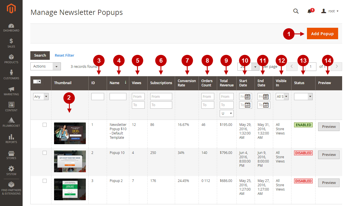 magento newsletter popup configurations