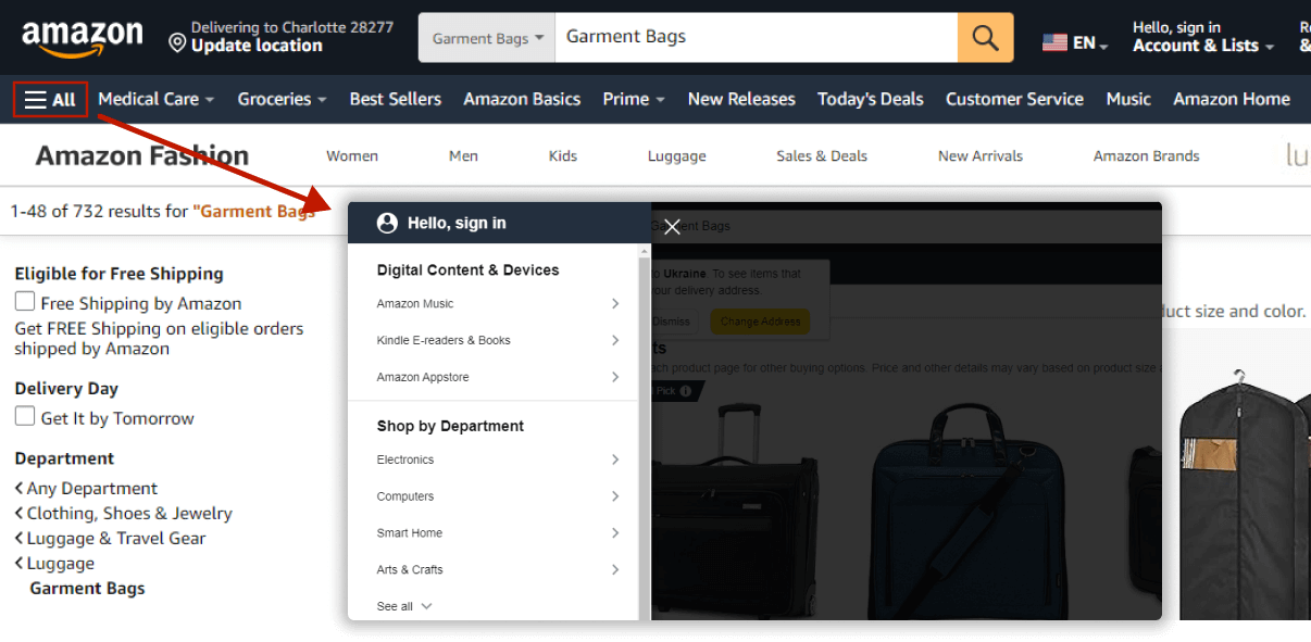 Top 5 Ecommerce Navigation Types & Examples — Vertical Menu