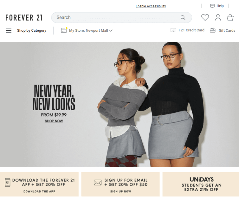 Forever 21 Newsletter Popup