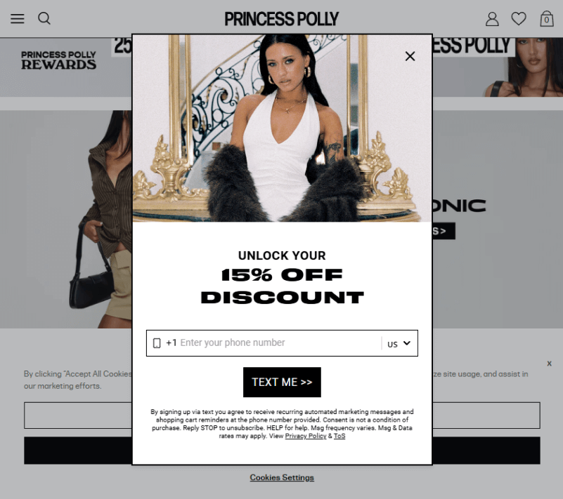 Princess Polly Newsletter Popup