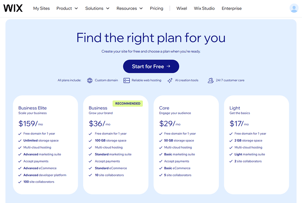 Wix Ecommerce review: Pricing