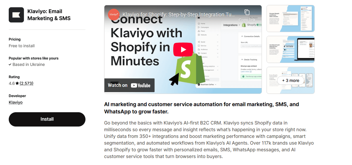 Best AI Apps for Shopify: Klaviyo – AI Email & SMS Marketing
