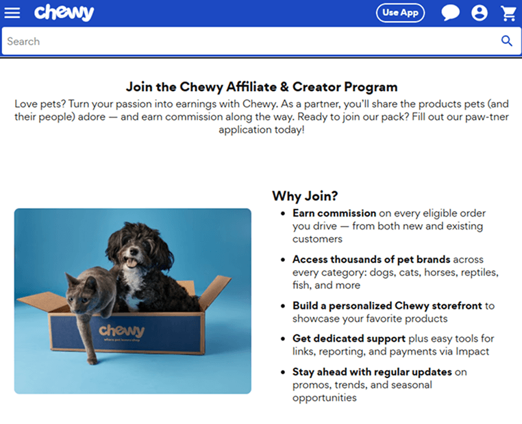Example of Affiliate Programs: Chewy 