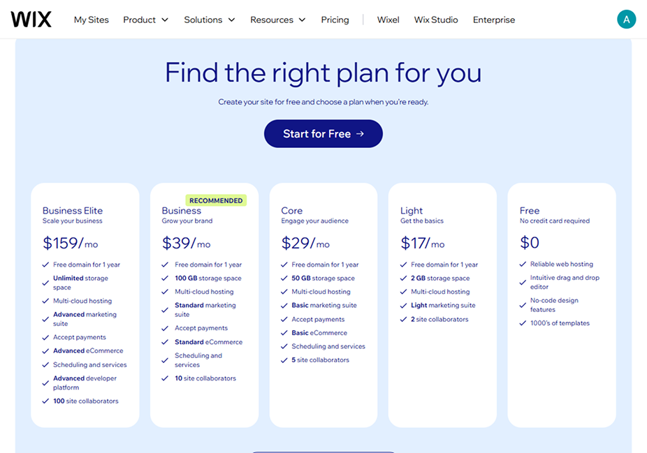 Wix Ecommerce review: Pricing