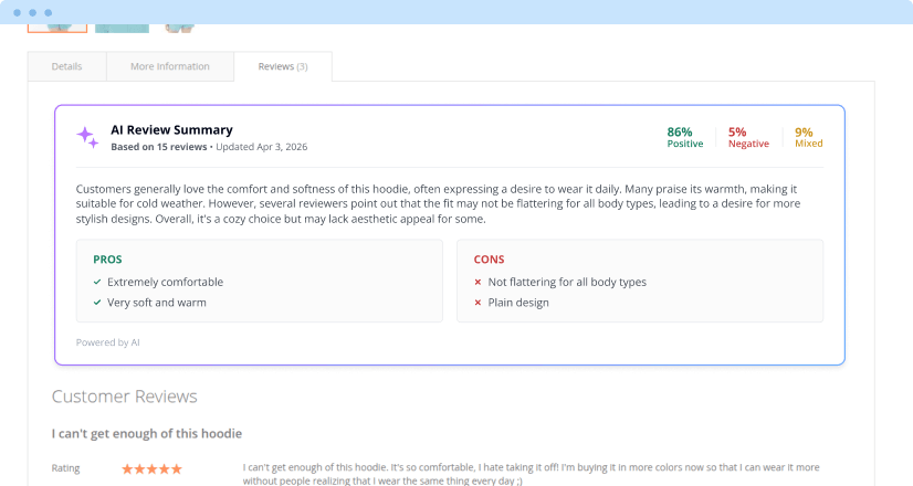 Summarize reviews into pros, cons, and sentiment
