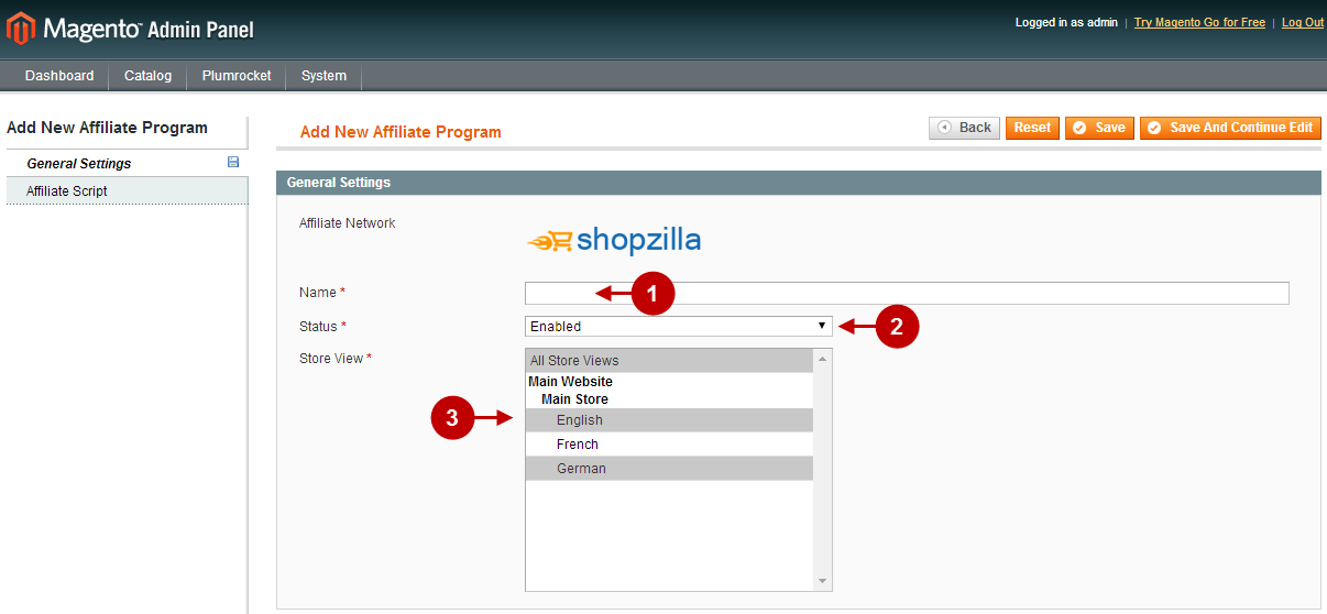 Configure affiliate shopzilla v1