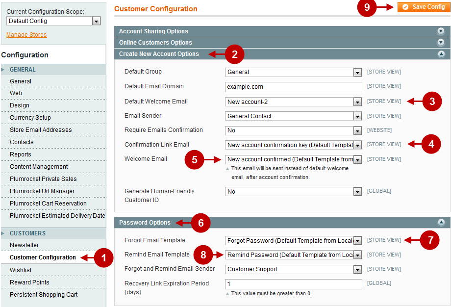 Customer-configuration-emails