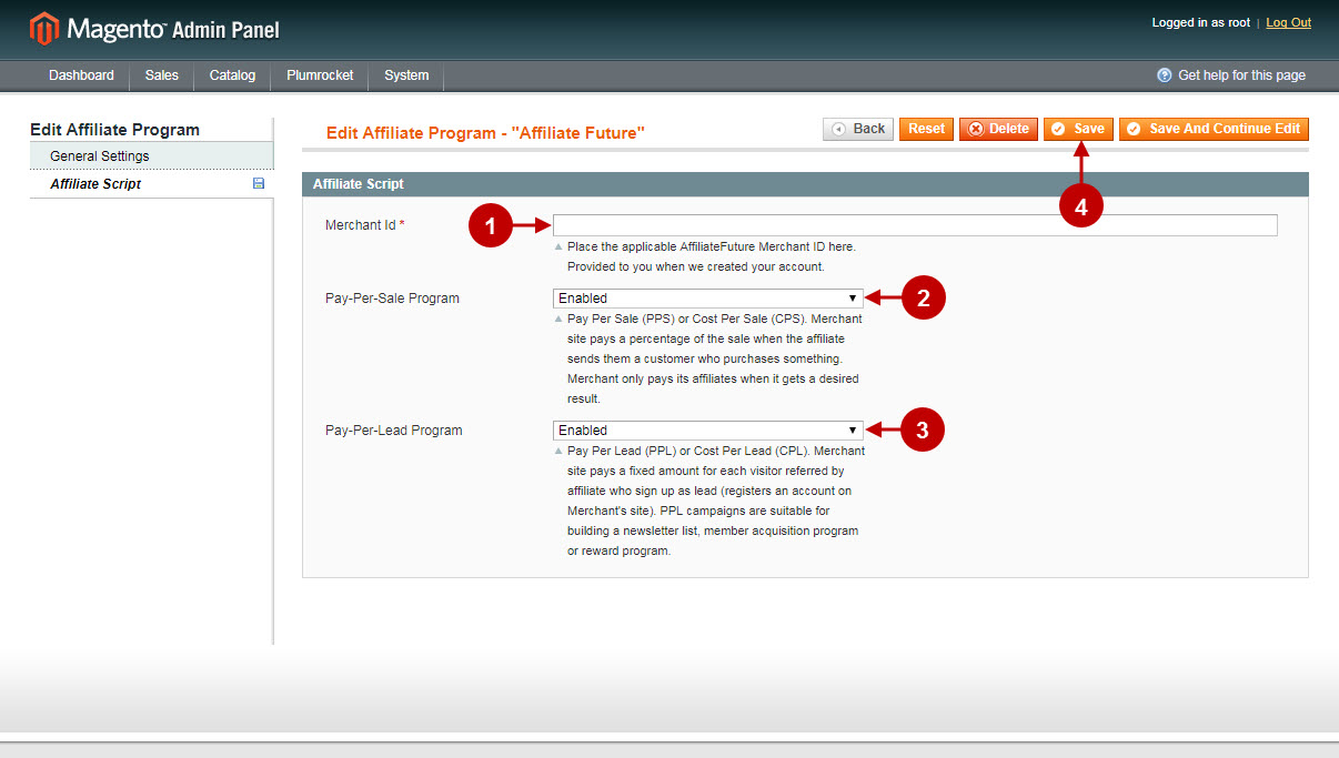 Edit Affiliate Program Magento admin 5 upd