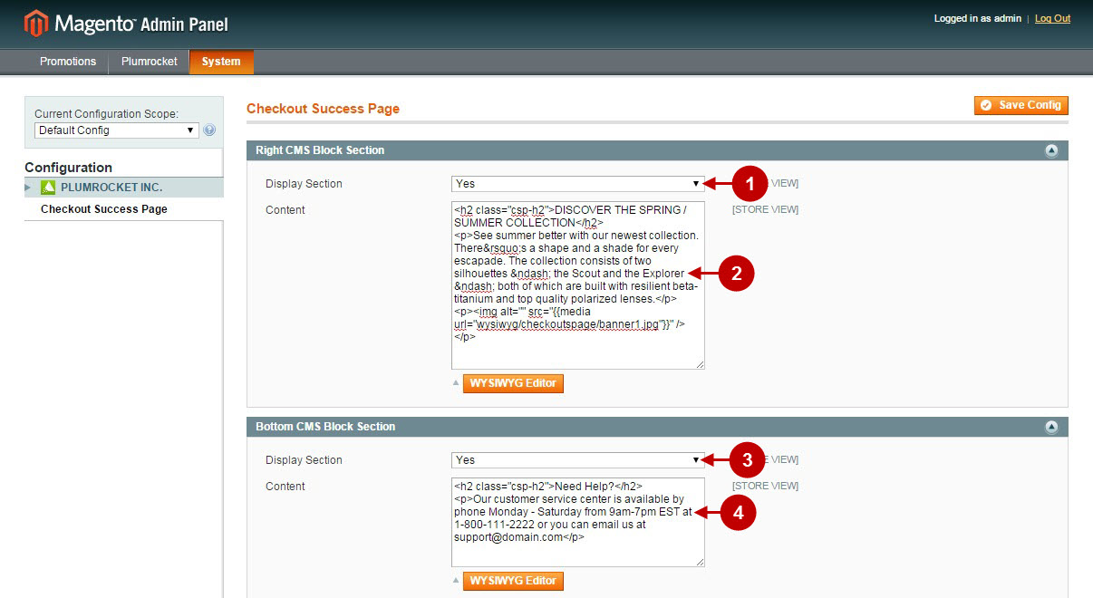 magento success page