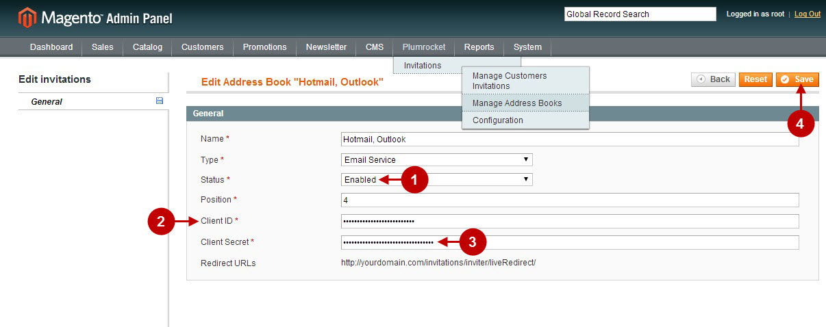 Magento invitations create application msn5 backend