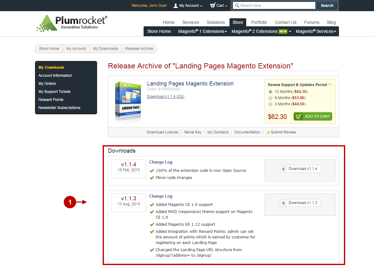 Magento landing pages release archive