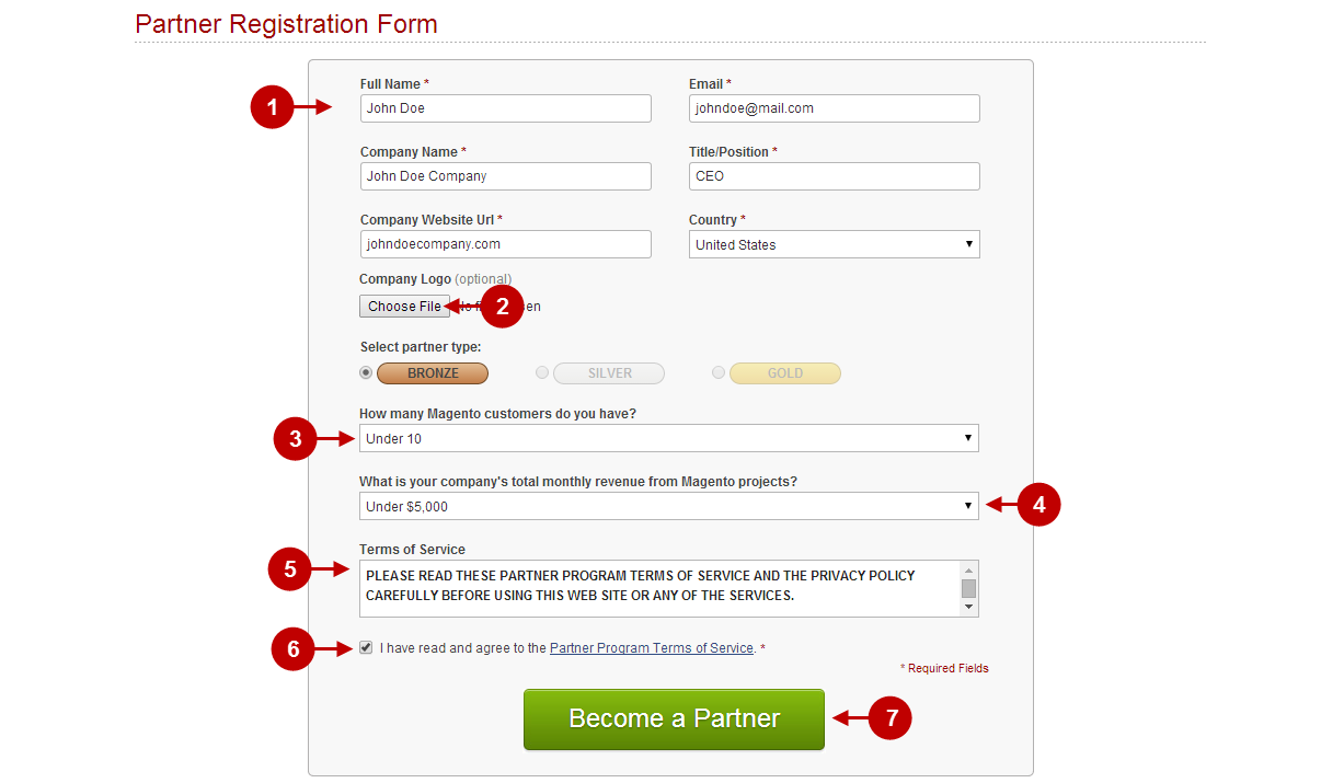 Partner Registration form