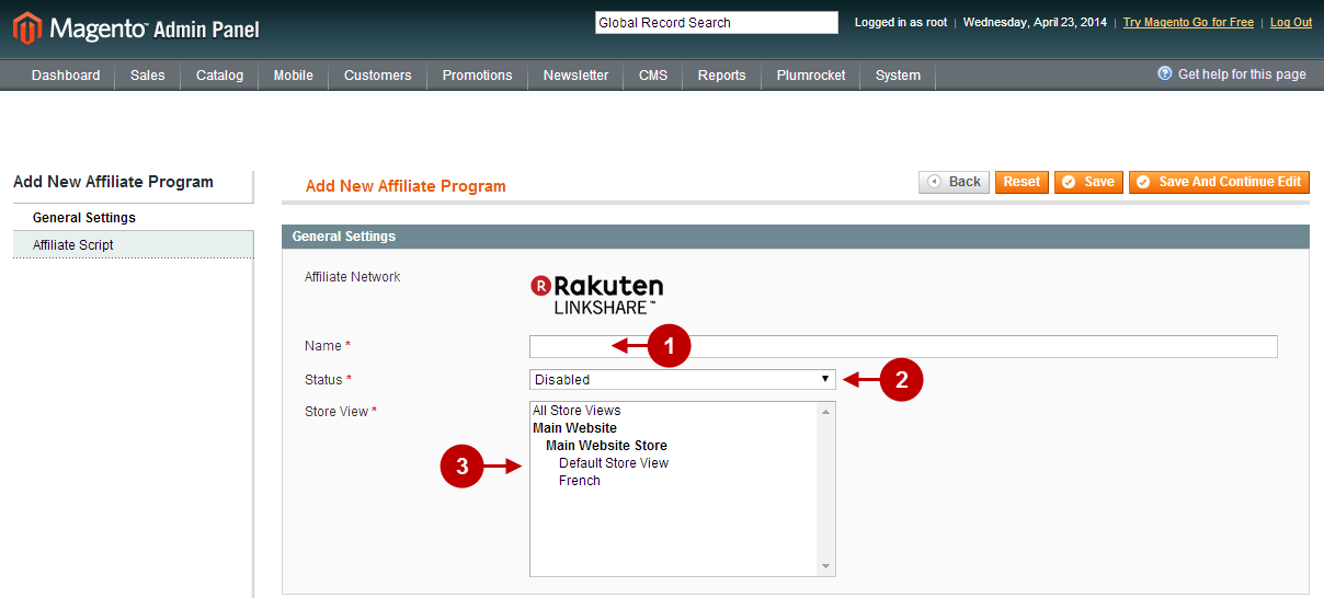 Configuring Rakuten LinkShare affiliate program magento extension