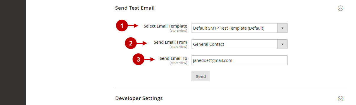 magento 2 smtp extension configuration test email