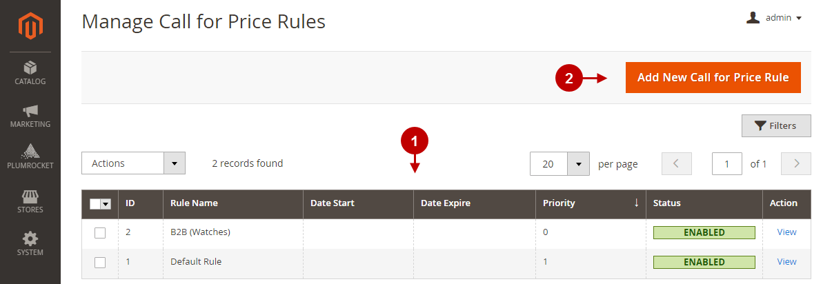 magento 2 call for price extension manage rules.jpg