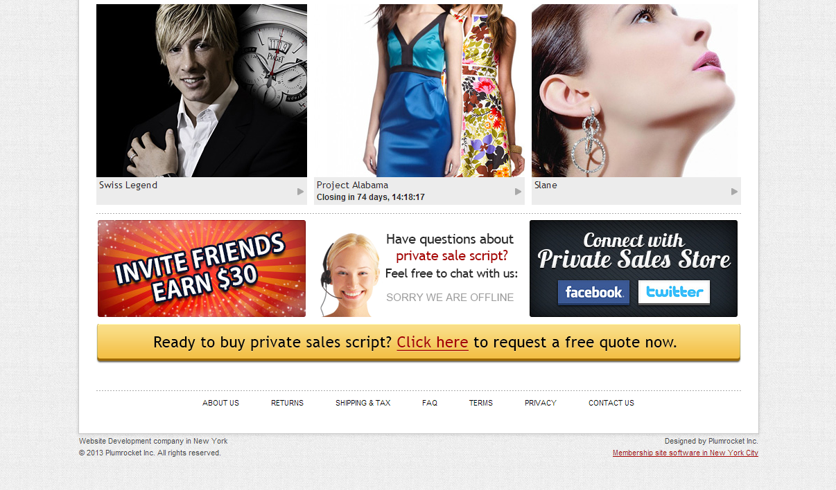 Private Sales Fashion Red Magento Theme homepage example part 2