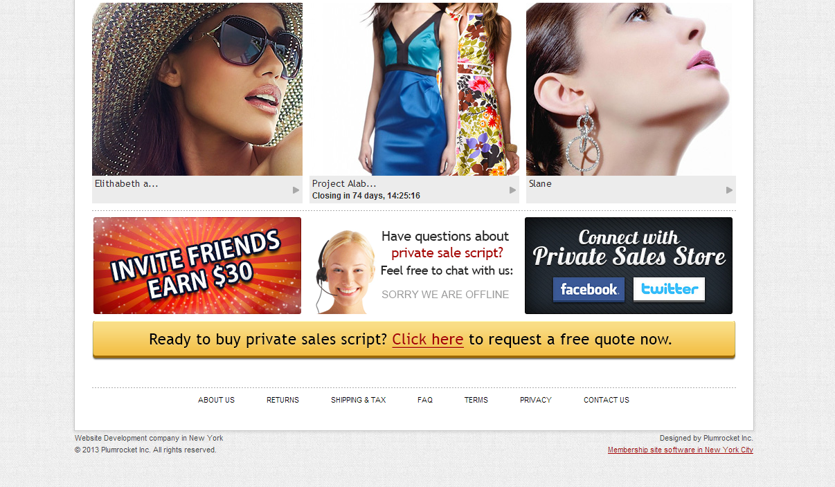 Private Sales Fashion Red Magento Theme Homepage 3 example