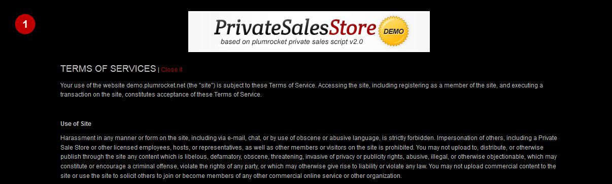 Private Sales Fashion Red Magento Theme - Terms