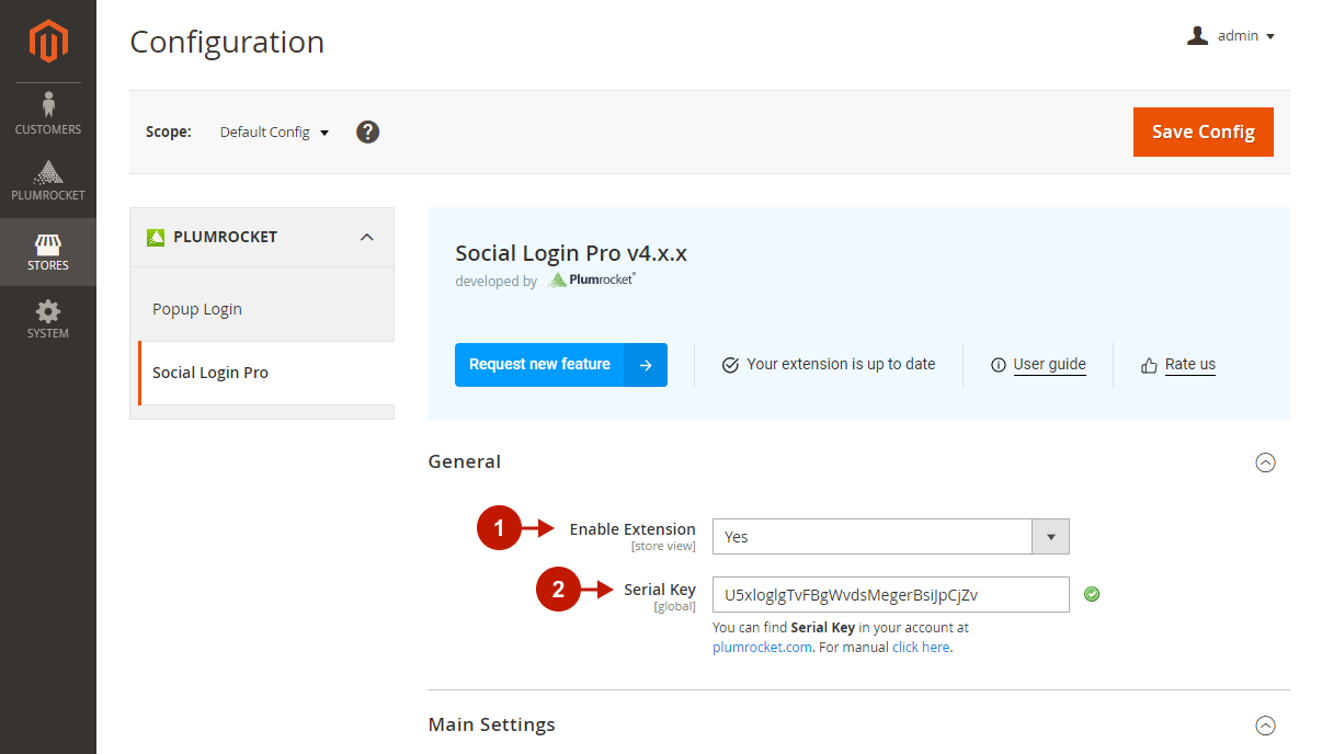 Magento 2 Social Login Pro extension configuration - general section
