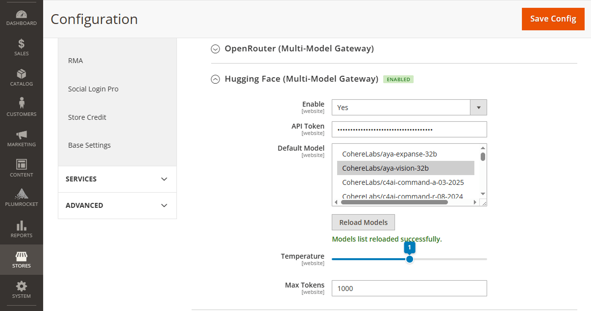 Hugging Face API Key: set in the extension