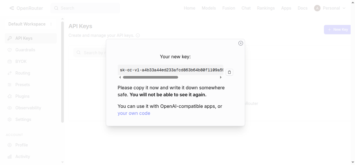 Step 3. Copy your API key