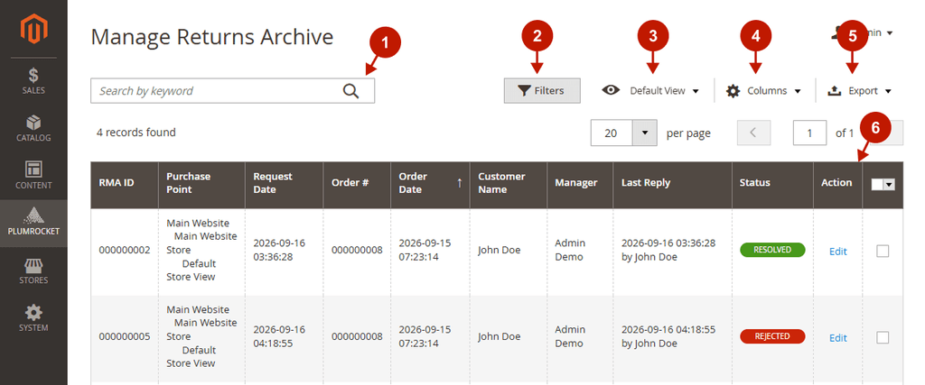 How to view the closed Return Requests in Magento 2 RMA