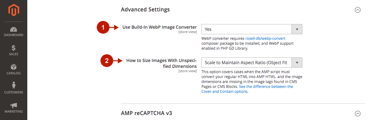 magento 2 amp extension configuration advanced settings.png