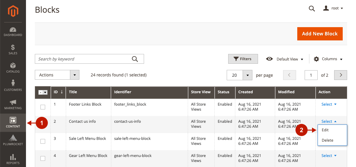 Editing Magento 2 CMS Blocks