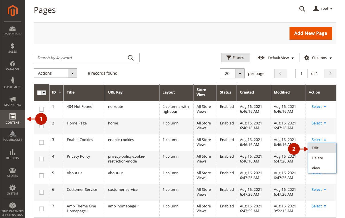 Magento AMP Pages - CMS Grid