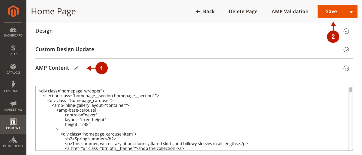 Magento 2 AMP extension configuring AMP Homepage 9.png