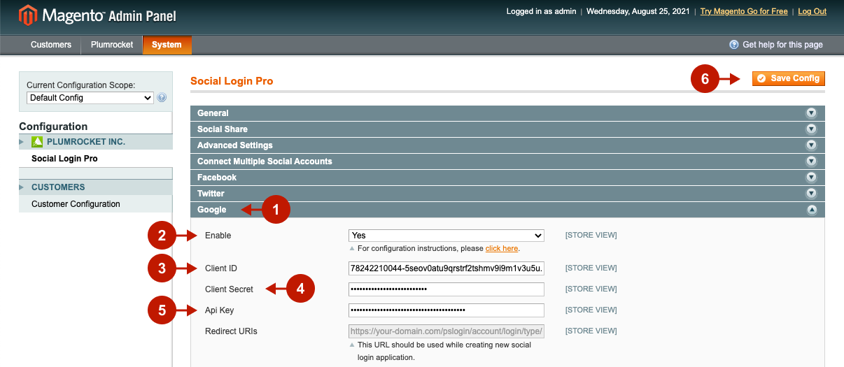 Magento Social Login Extension - Configuring Google Integration