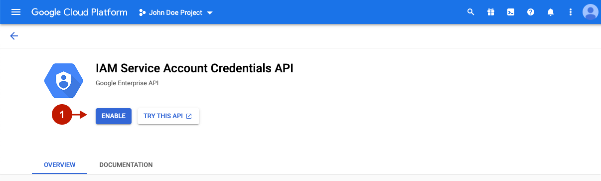 Enabling IAM Service Account Credentials API in Google Cloud Platform