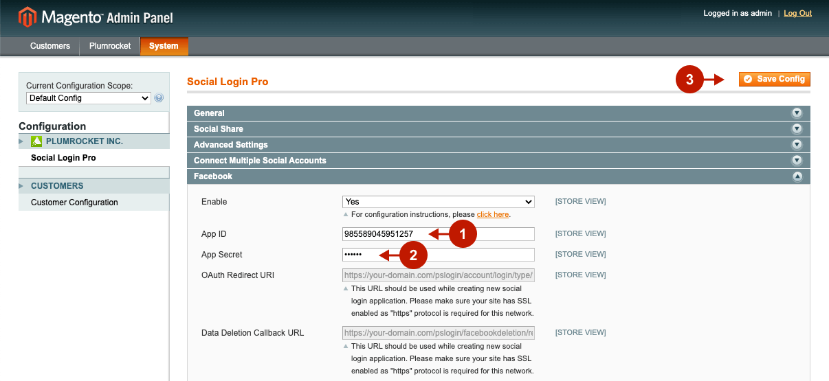 Configuring Facebook Login Applocation in Magento Social Login Pro extension