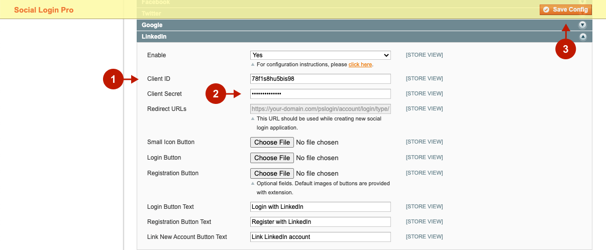 Magneto Social Login Pro extension - LinkedIn configuration