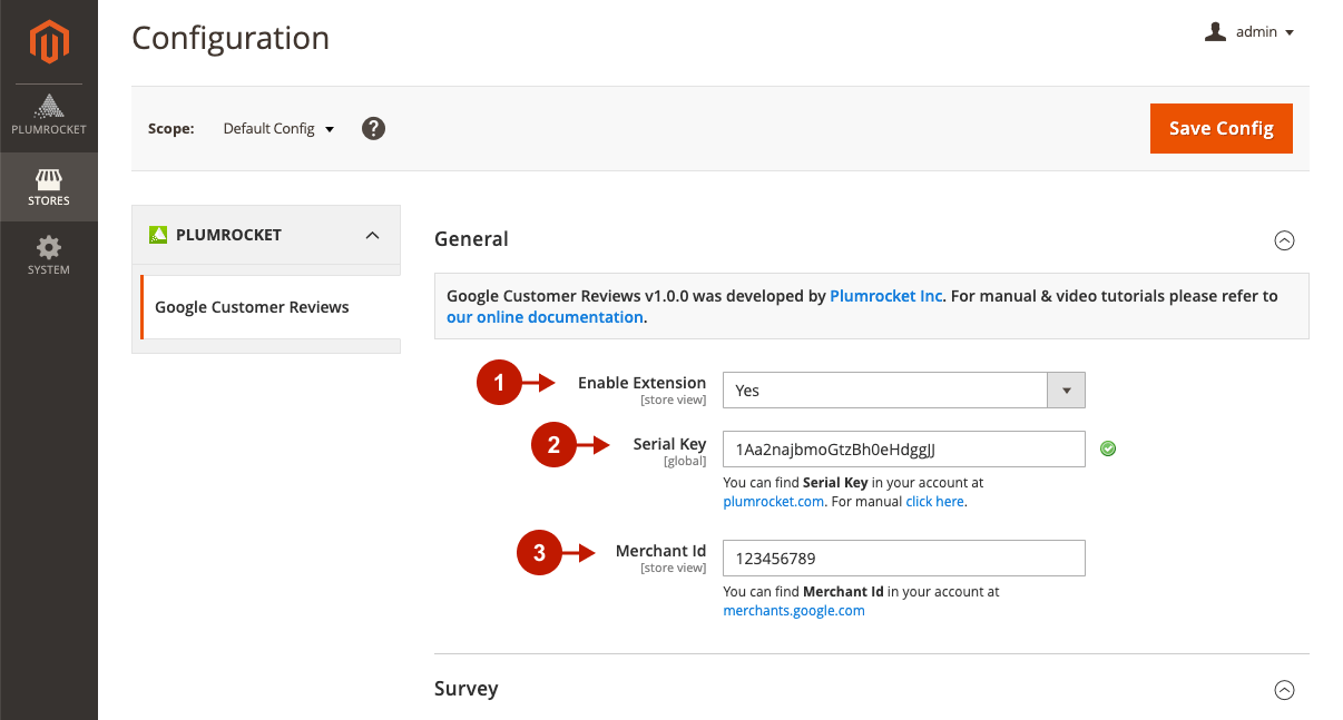 Magento 2 Google Customer Reviews extnesion configuration - General