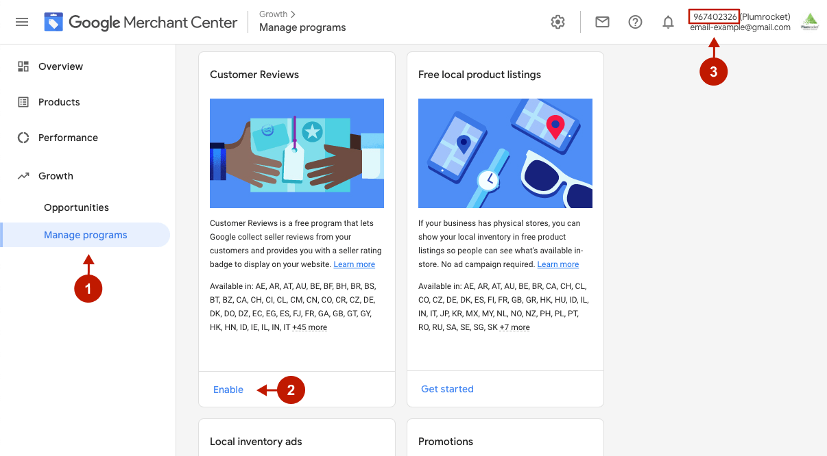 Enabling Google Customer Reviews Program in Google Merchant Center