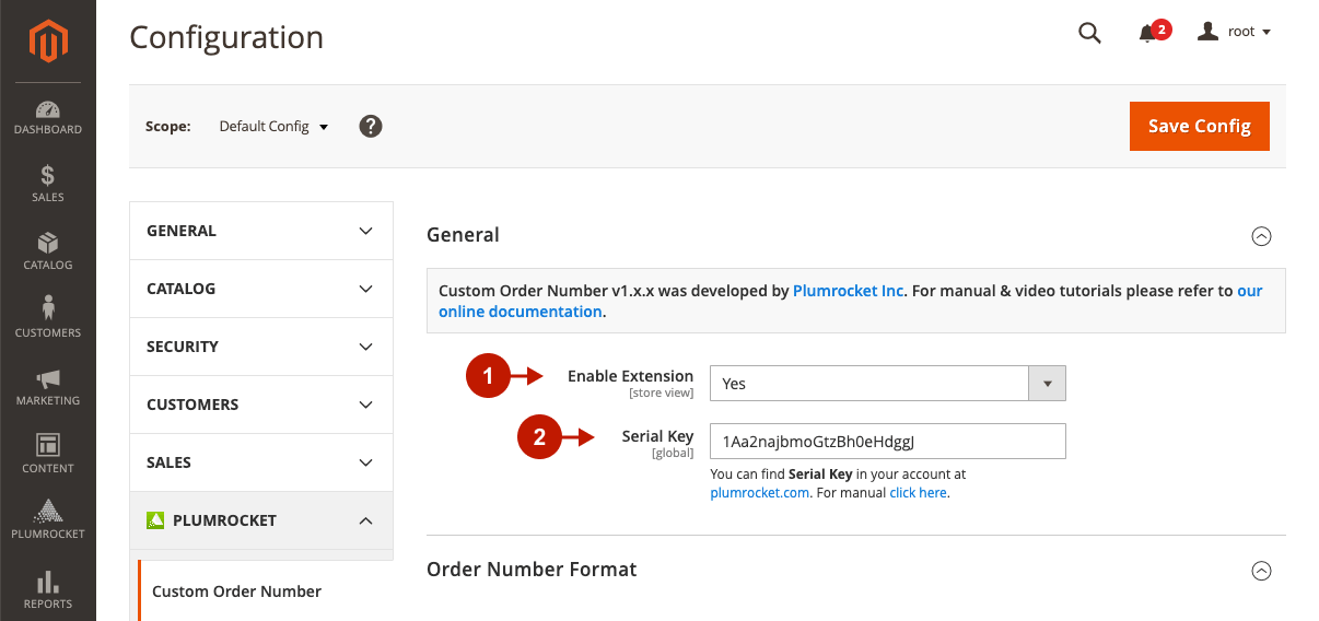 Magento 2 Custom Order Number extension - General Configurations