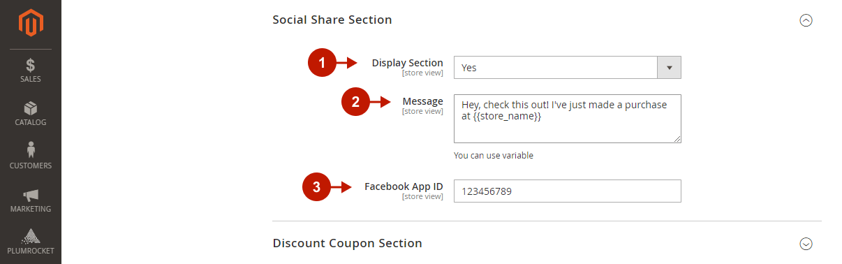 Configuring Magento 2 Checkout Success Page extension - Social Share Section