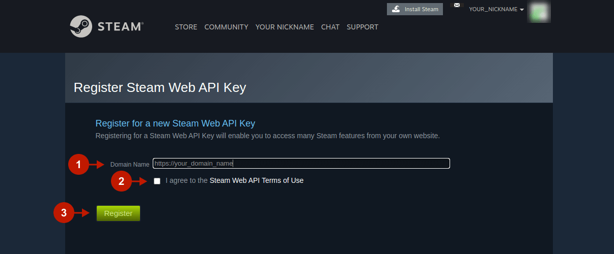 Register Steam Web Api Key 1