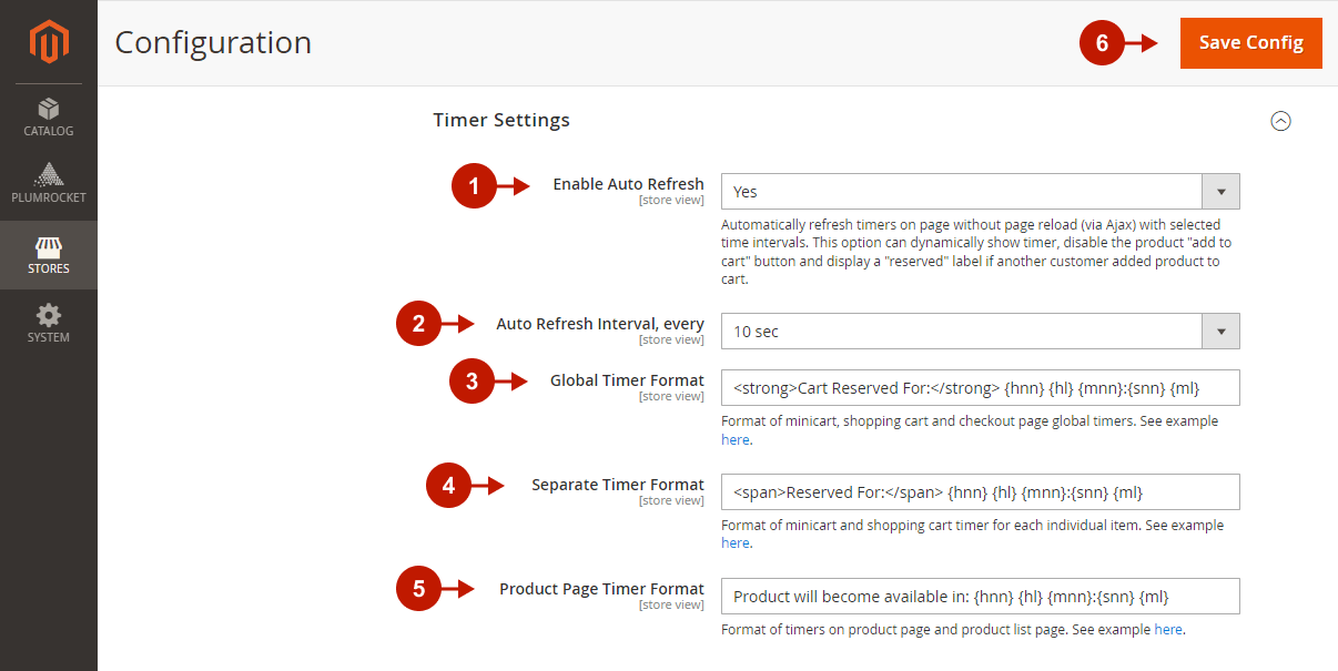 Magento 2 Cart Reservation extension - Configuration - Timer Settings 