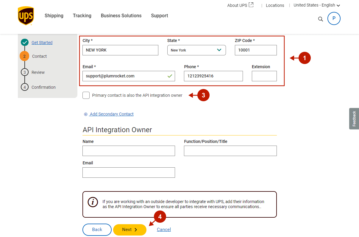 Requesting UPS API Access Key - 14