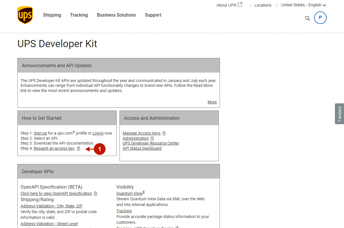 Requesting UPS API Access Key - 3