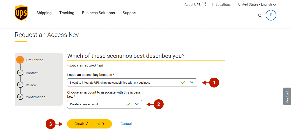 Requesting UPS API Access Key - 5