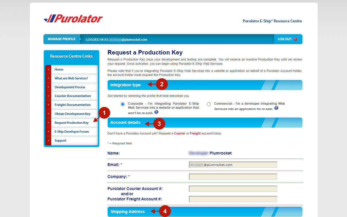 Magento 2 Purolator Shipping Tracking Integration - Requesting Production Key