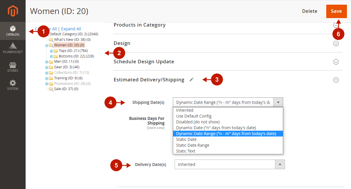 Magento 2 Estimated Delivery Dates extension - Configuring estimated delivery dates for a category