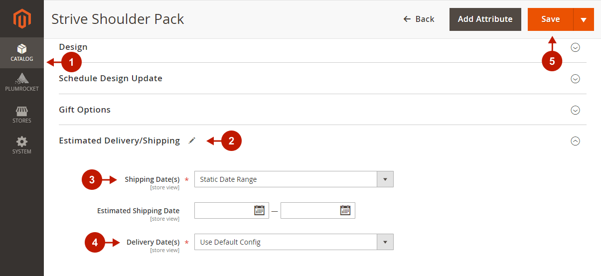 Magento 2 Estimated Delivery Dates extension - Configuring estimated delivery dates for a product